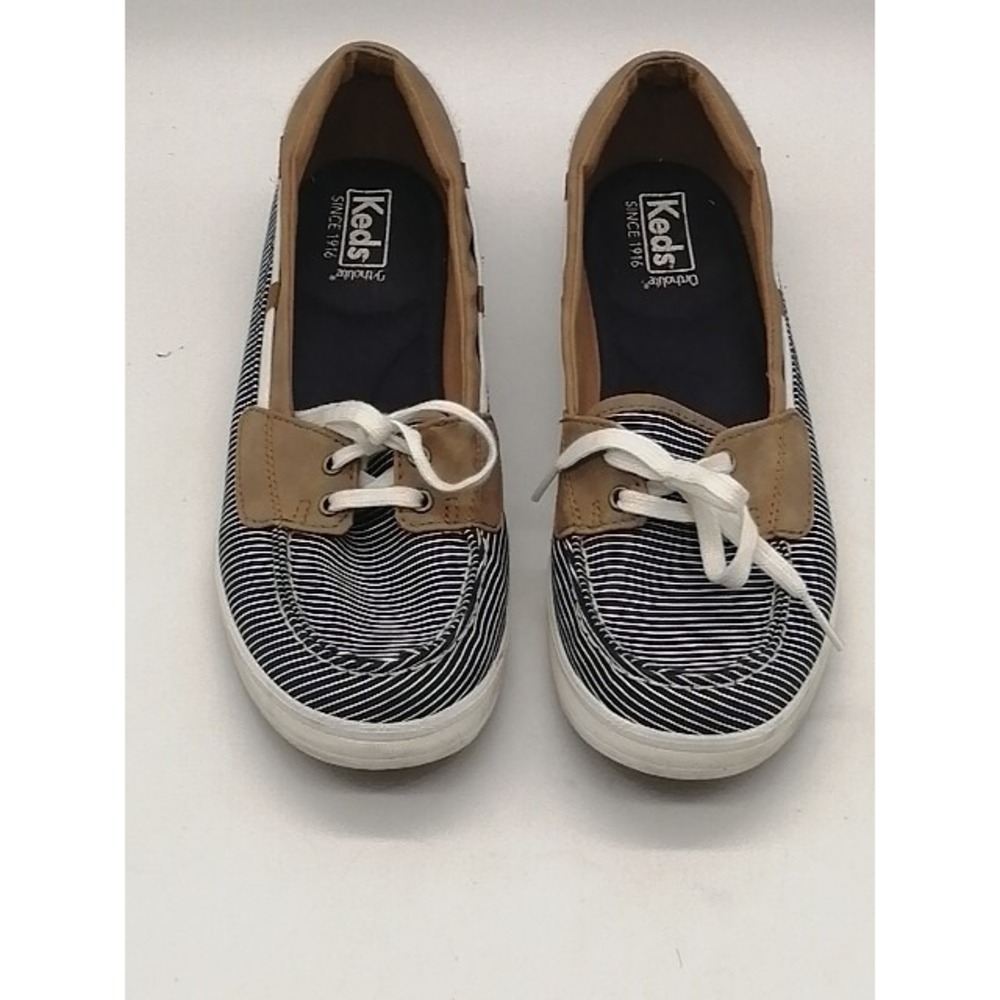 Keds Sneakers Womens Blue Striped‎ 9 Slip On Boat Shoe Ortholite Comfort Beach